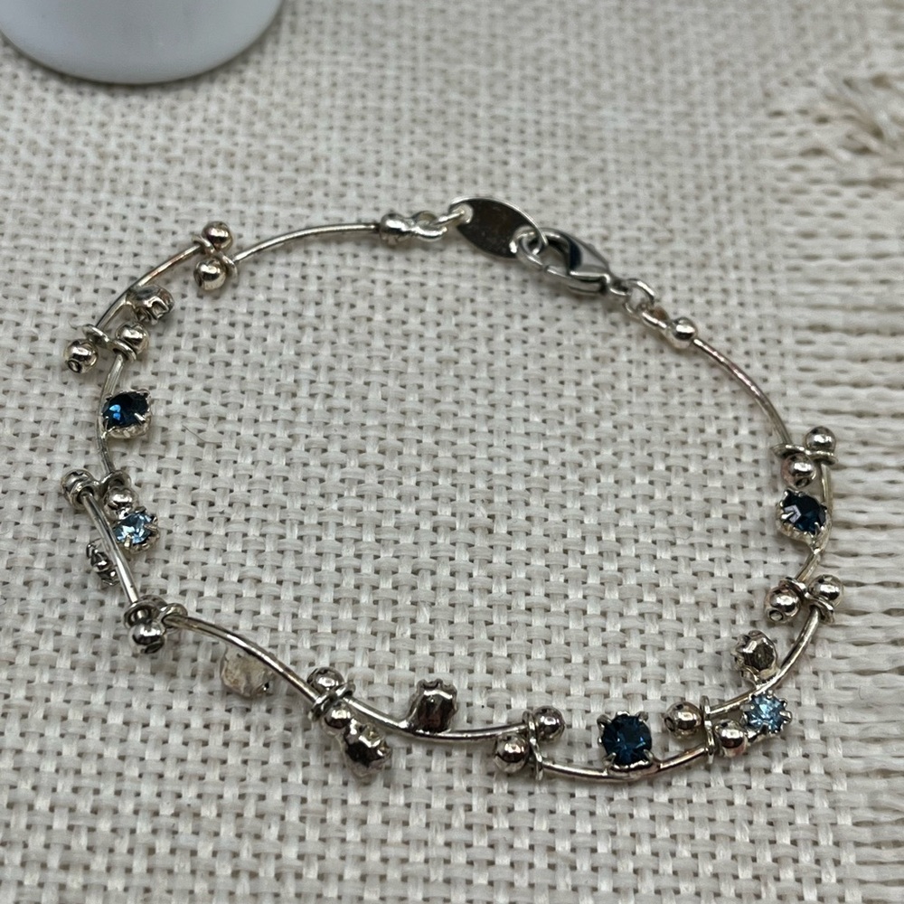 Vintage Vine CZ Bracelet Blue & Clear Stones | 7.25" - Picture 17 of 17